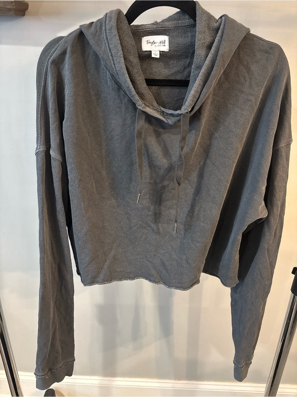 Taylor Hill by Joe's Jeans Washed Gray Cropped Hoodie size Large